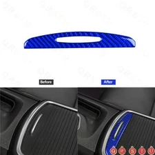 Blue Carbon Fiber Watercup Holder Panel Pusher Trim For Dodge Charger 2015-2021