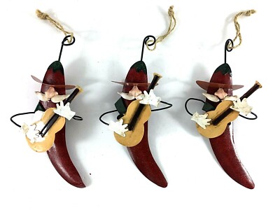 Christmas Tree Ornament Guitar Playing Red Chili Pepper Cowboy Metal