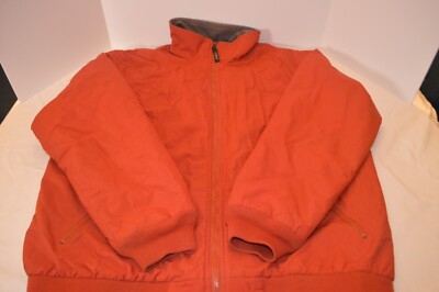 LL Bean XL Tall Jacket Orange Fleece lined Nylon Bomber Warm Up 