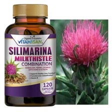 Milk Thistle Silymarin Extract 1200 mg liver cleanser liver detox cardio 120 c
