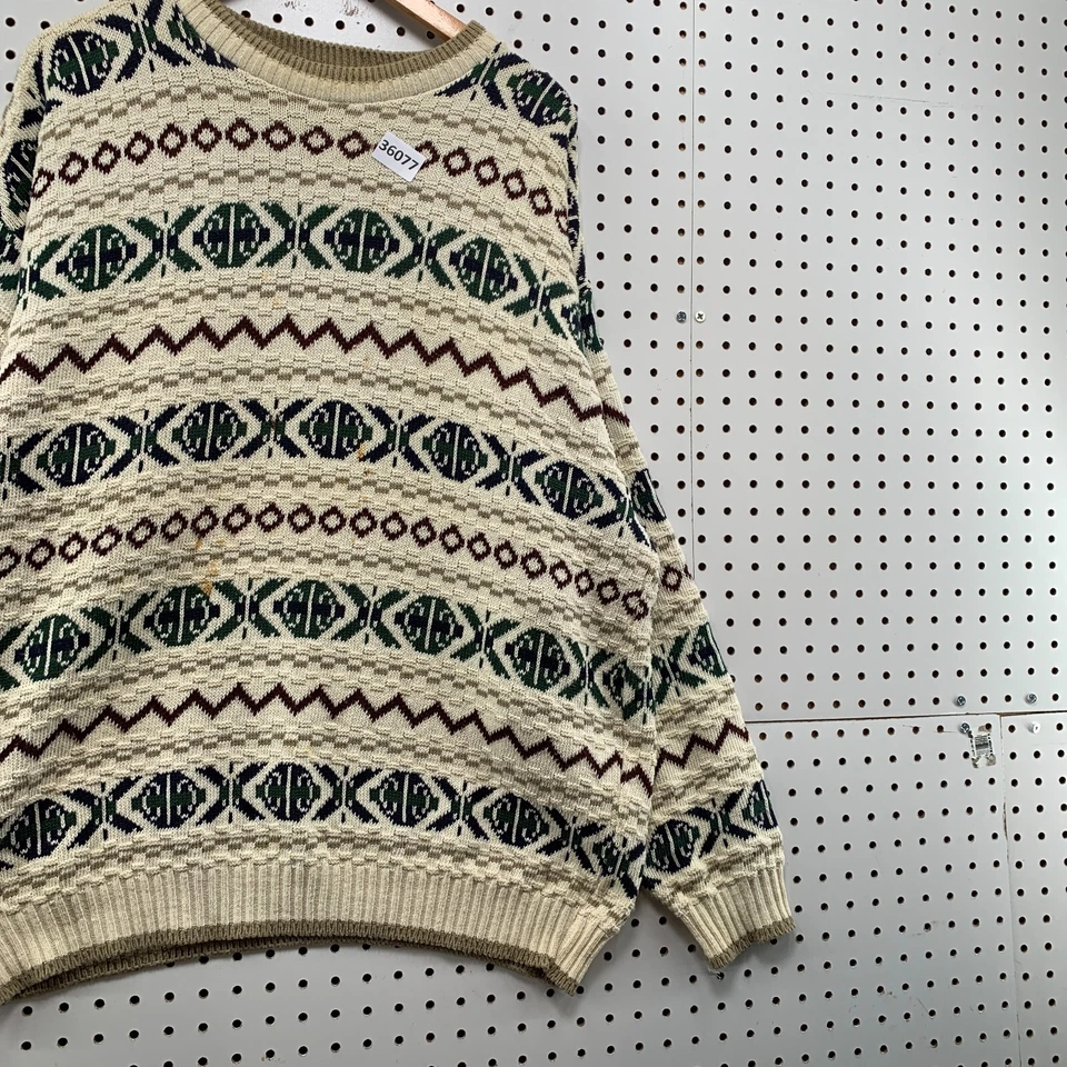 Suéter Tejido 3D Bill Blass De Colección Para Hombres XL Rayas Coogi Abuelo Hecho en EE. UU. 25x29 Foto 4 de 4