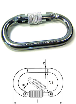 Kletterhaken Bergsteigerhaken Sicherheitskarabiner Karabiner EN362 (935040)