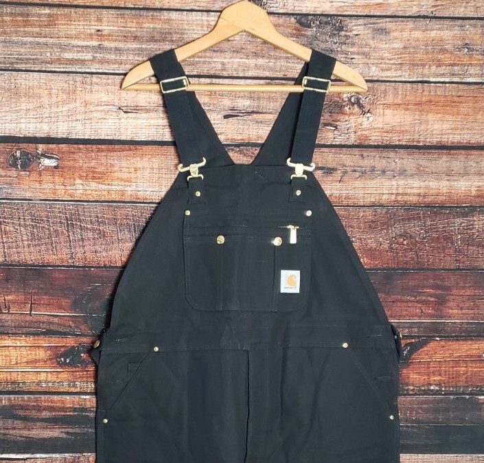 Carhartt R41 Mens Size 44x30 Duck Zip to Thigh Quilt Lined Bib Overalls