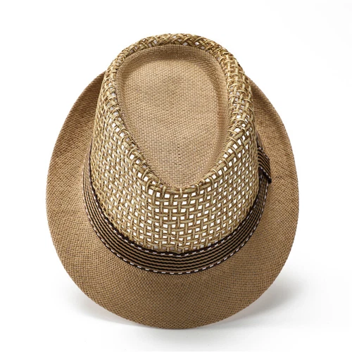 Straw Fedora Hat Trilby Cuban Sun Cap Panama Short Brim Floral Summer - Bild 9 von 21