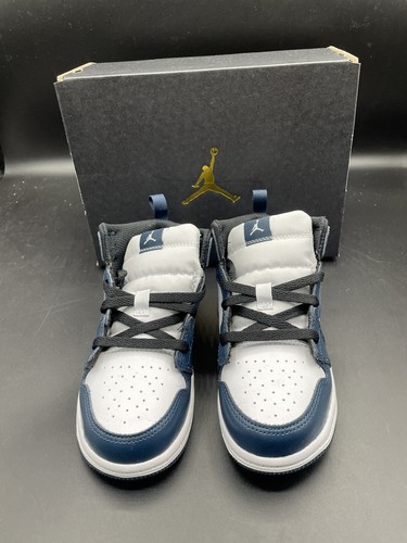 Nike TODDLER Size 8c Air Jordan 1 Mid (TD) Shoes Armory Navy 640735-411 - 第 4/6 張圖片