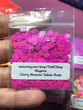 1OZ Solvent Resistant MAGENTA CHERRY BLOSSOM Shape Glitter Epoxy US Seller