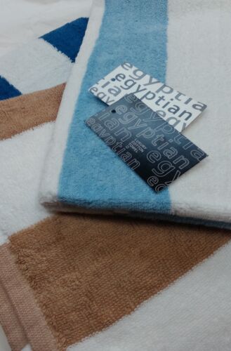 SKY BLUE SPA POOL LEISURE BEACH.STRIPE EGYPTIAN COTTON LARGE TOWEL 70X150CM - Picture 2 of 4