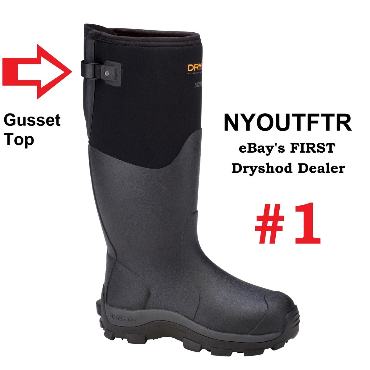 Dryshod Size 13 Haymaker Gusset Hard-Working Farm Boots HAYG-MH-BK