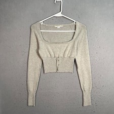 Kimchi Blue Gray Scoop Neck Long Sleeve Cropp...