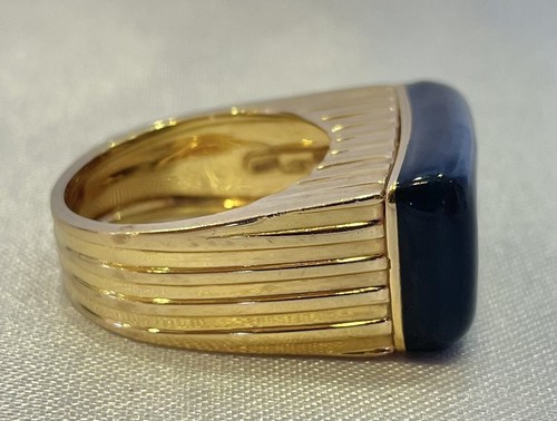 MAGNIFICENT ITALIAN LA NOUVELLE 18K ENAMELED GOLD DIAMOND RING SIZE 6.5 - Picture 5 of 6