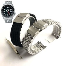 Pack of 2 Steel  Silicone Watch Band Strap Seiko SSK001 4R34-00A0 SSK001K1 J1