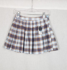 Forever 21 Plaid Pleated Skirt S Tartan Mini Blue Clueless Academia 90s Y2K NEW