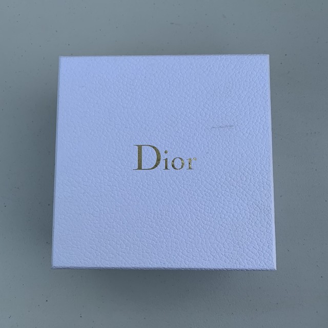 Christian Dior Textured Empty Gift Box White With Gold Spell Out Small