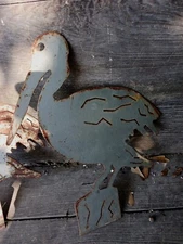 **AWESOME VINTAGE LOUISIANAFOLK ART METAL ART SACRED IBIS RUSTY GOLD VERY COOL*