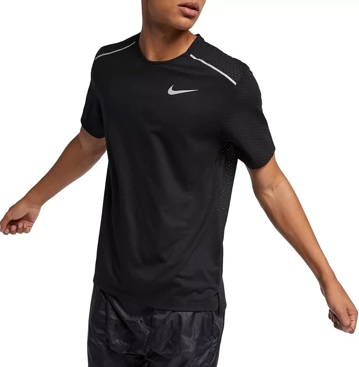 Sz S Nike Men’s Breathe Rise 365 Dri-FIT Knit Running Shirt Black  AQ9919-010 NWT