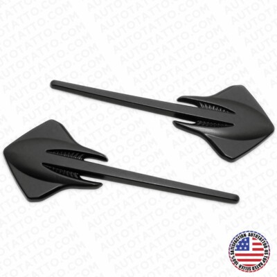 2x Corvette C7 Matte Black Fender Stingray Mako Shark Logo Badge Emblem Sport