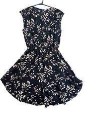 Collective Concepts Dress Women Small Blue Floral Pockets Elastic Waist