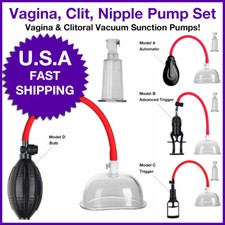 Clitoral Pump System w/ Vagina Clit  Nipple Air Tight Interchangeable Cylinders