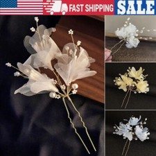 Mesh Flower Wedding Bridal Hair Pins Flower Messy Bun Maker Alloy Tiara Womens