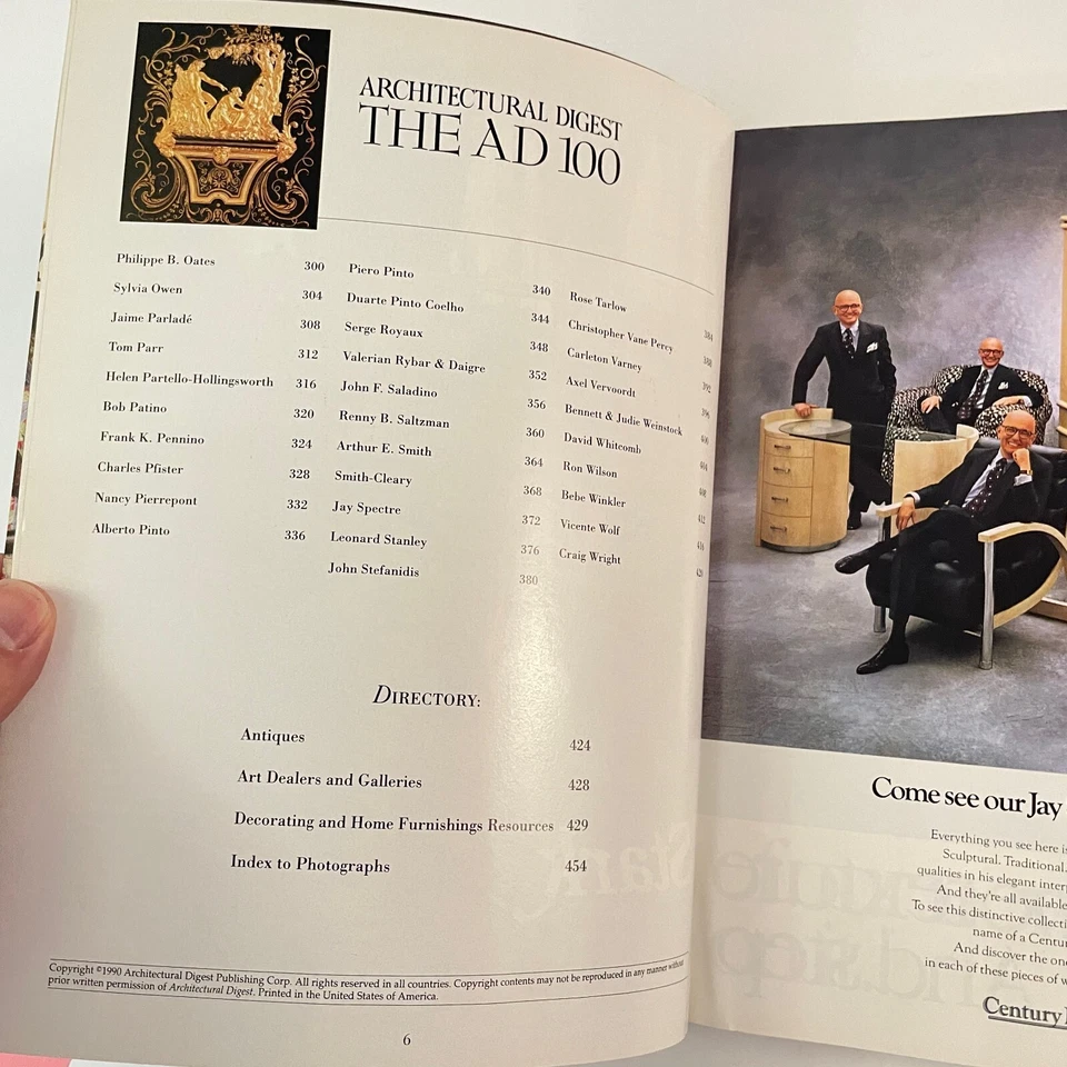 ARCHITECTURAL DIGEST THE AD 100 special 100th issue August 1990 - Image 4 of 4