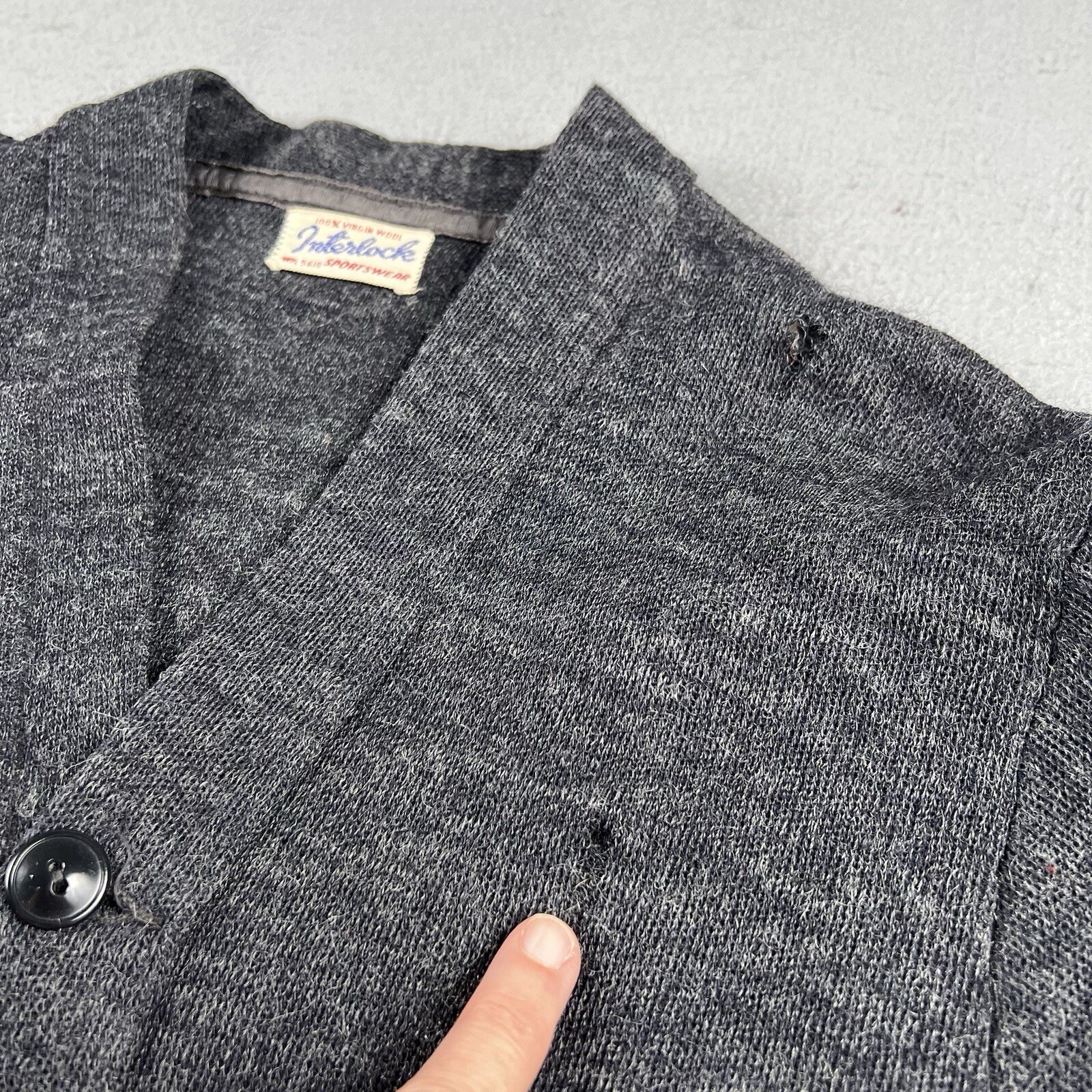 30s 40s Interlock Sportswear Virgin Wool Cardigan… - image 12