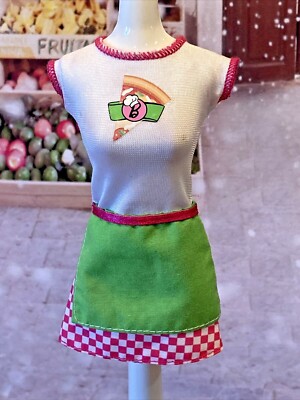 Barbie Clothes: Pizza parlor/barista/deli waitress DRESS Mattel ~Free US Ship 