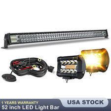 52 Inch Straight Led Light Bar Spot Flood Combo 2x 4inch Pods Off Road Driving
