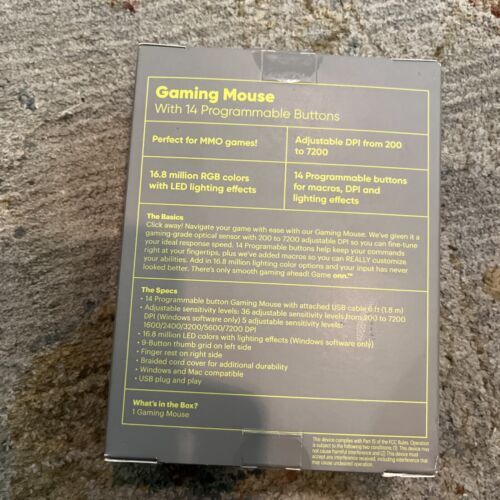 Onn - Gaming Mouse - 14 Programmable Buttons - Wired - Picture 2 of 2