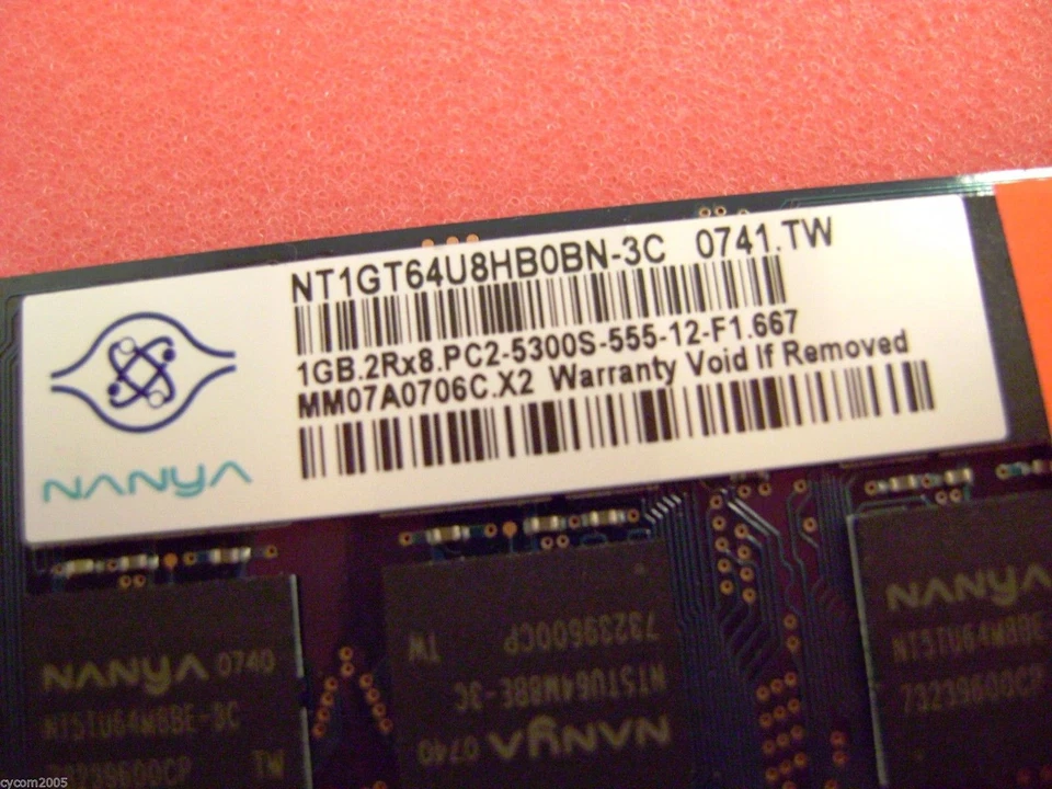 HP/Nanya * 1GB DDR2 667MHz PC2-5300S Laptop Memory RAM * NT1GT64U8HB0BN-3C - Image 2 of 4