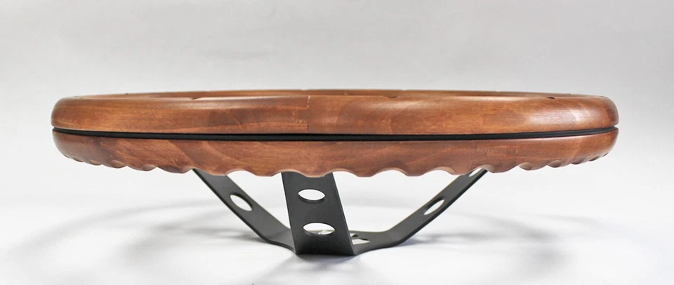 1967 1968 Nova Chevy II Impala Wood Steering Wheel Black Spokes blue bowtie 15" - Image 4 of 4