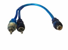 12 RCA Audio Jack Cable Y Splitter Adapter 2 Male to 1 Female Plug Blue