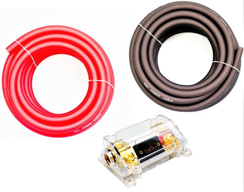 American Terminal TKIT025RB 0 Gauge 25' Red 25' Black Power/Ground Wire Amp Kit - Afbeelding 2 van 5