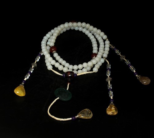 370G Fine Chinese Nephrite Jade Necklace Court Beats