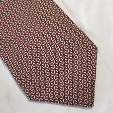 VTG BROOKS BROTHERS MENS TIE 100 SILK MADE IN USA 90's RED GEOMETRIC