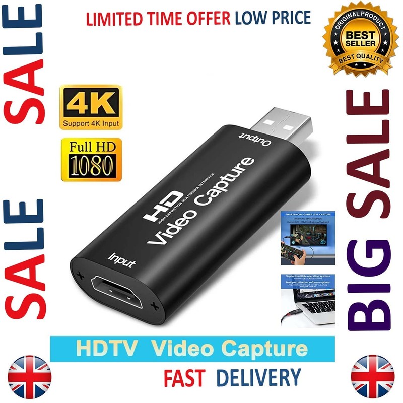 Video Capture Card HDMI To USB HD 1080P Recorder For Game/Live Streaming