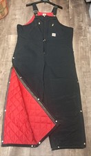 Carhartt R38 Men's Zip To Waist Insulated Bib Overalls Black