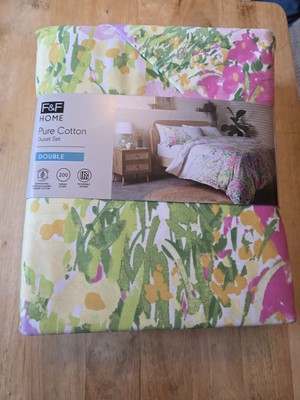F&F Home Wiesenblumen Bettwäscheset Double Reine Baumwolle 200 Fadenzahl Wende