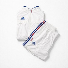 Adidas Vintage Trainingsanzug Frankreich "France" Weiß Blau Rot – Herren Gr. S –