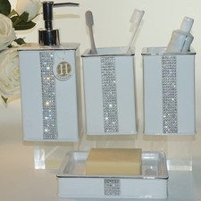CAAHANJIA Bathroom Accessories Set 4 Pcs-Ceramic Gift Set Soap Dispenser Pump 