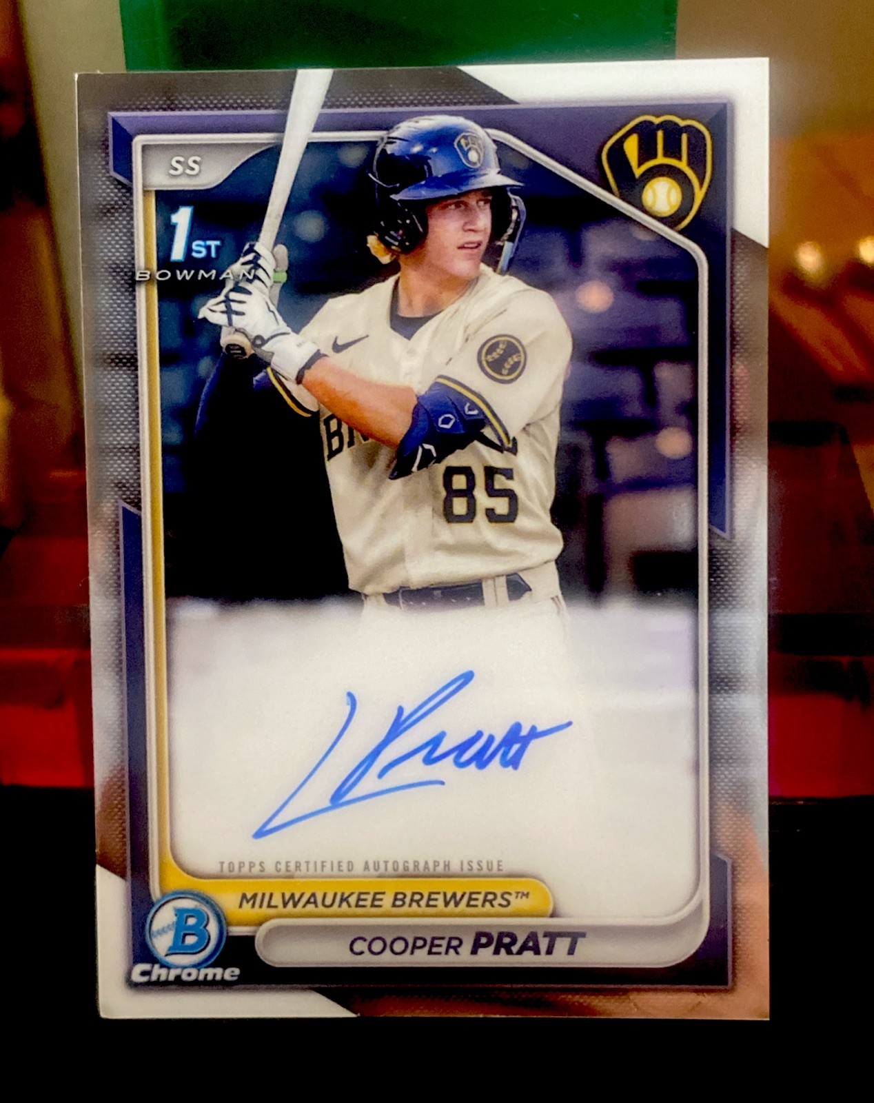 2024 BOWMAN CHROME PROSPECTS COOPER PRATT #CPA-CPR AUTO🔥BREWERS-READ DESC
