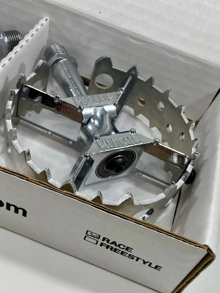 New Hutch BMX Pro Race Pedals 9/16 JDB Bear Trap Chrome Silver Trick Star Judge - Image 2 of 4