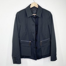 Doncaster Collection Black Pinstripe Wool Blend Blazer Jacket Women's Size 6