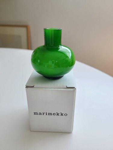 marimekko m89 Carina SethAndersson grüne Glas Blumenvase Vintage 5 cm x 5,5 cm