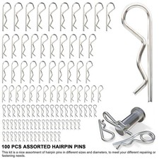 100 Pcs Cotter Pins, R Clips Split Pins Assortment Kit, Disc Caliper Pin R Clip