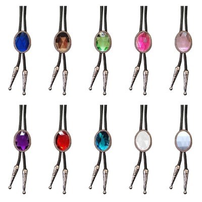 Unique Handmade Braided Diamond Stone Bolo Tie Cowboy Necktie Bolo Tie Necklace