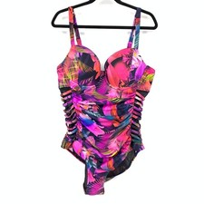 Torrid Slim Fix Underwire Lattice Side One Piece Swimsuit Womens 1X Floral Print