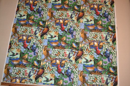 Cotton fabric, Springs Naturally Scenic, bird & butterfly print, 45" x 38" - Picture 4 of 5