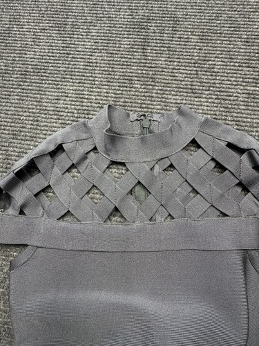 Whoinshop Bandage Dress Womens Small Gray Cutout Bodycon Midi Knit Evening Party - Picture 11 of 13
