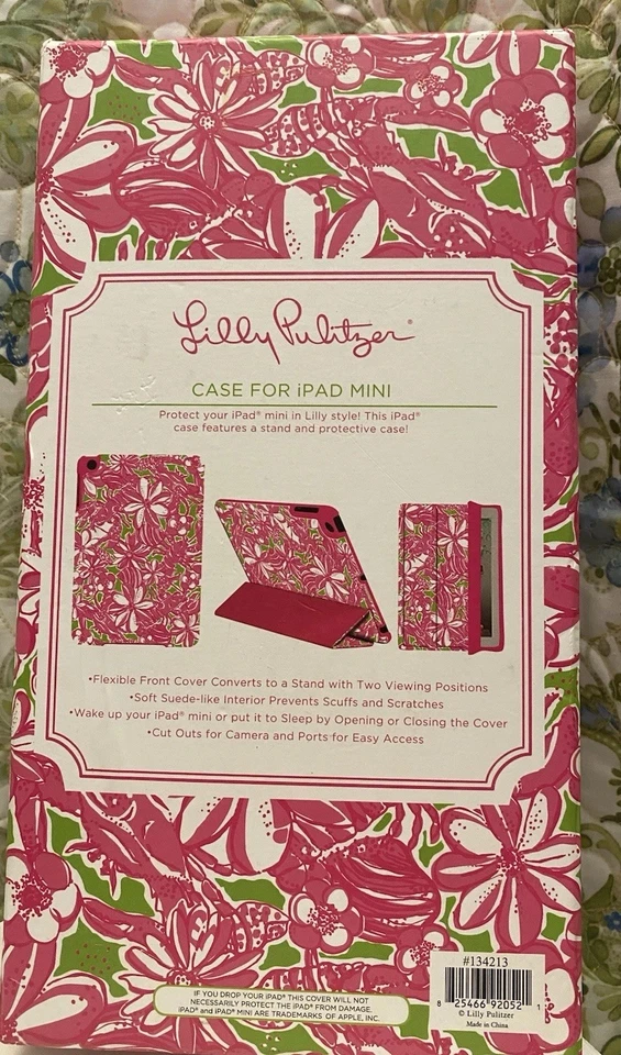 Lilly Pulitzer Pink Floral Print iPad Case w/Folding Cover for 9x7" iPad-EUC - Image 3 of 4
