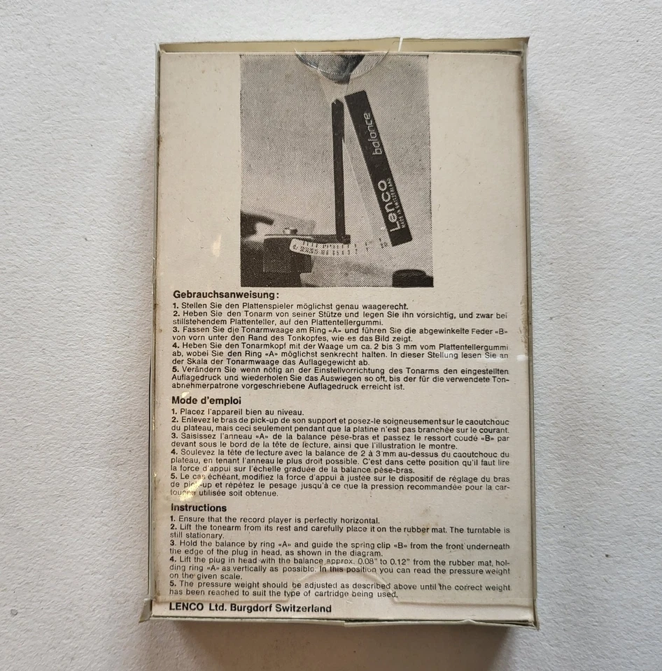 Vintage LENCO Balance Turntable Tonearm Calibration Tool Record Player Vinyl... - Image 2 of 2